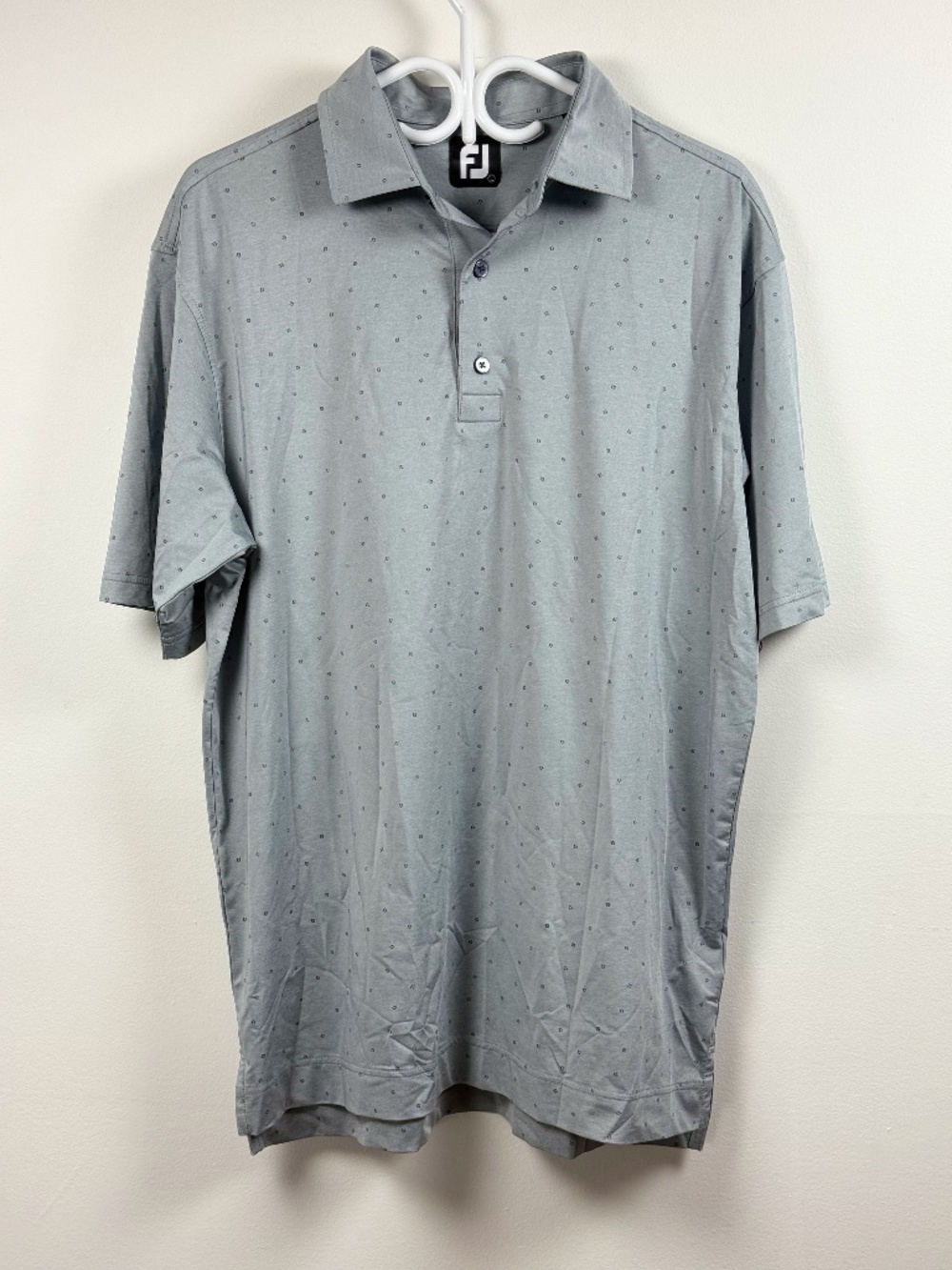 FJ men golf polo grey with small FJ logo printed size Large